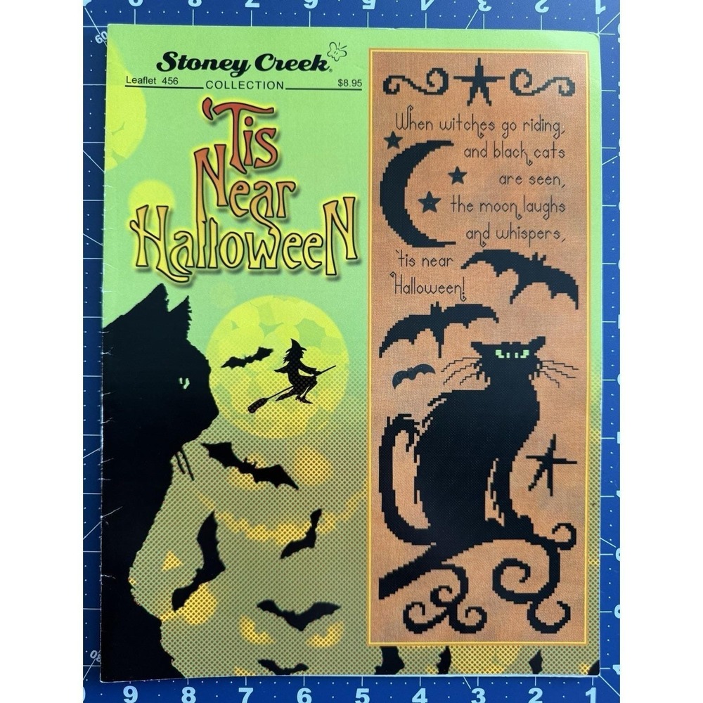 Tis Near Halloween Cat Witch Bat Cross Stitch Pattern Leaflet By Stoney Creek